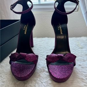 Saint Laurent Fuchsia Glitter platform Sandals size 38, fits a size 27.5.